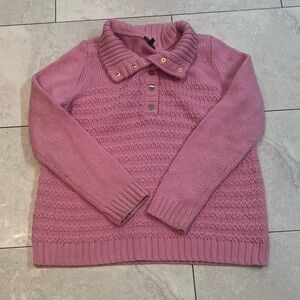 Talbots Cable Knit Chunky Sweater Mockneck Medium Petite Preppy Academia